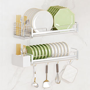 碗碟收纳架304不锈钢碗架置物架壁挂碗盘架厨房上墙碗碟沥水架