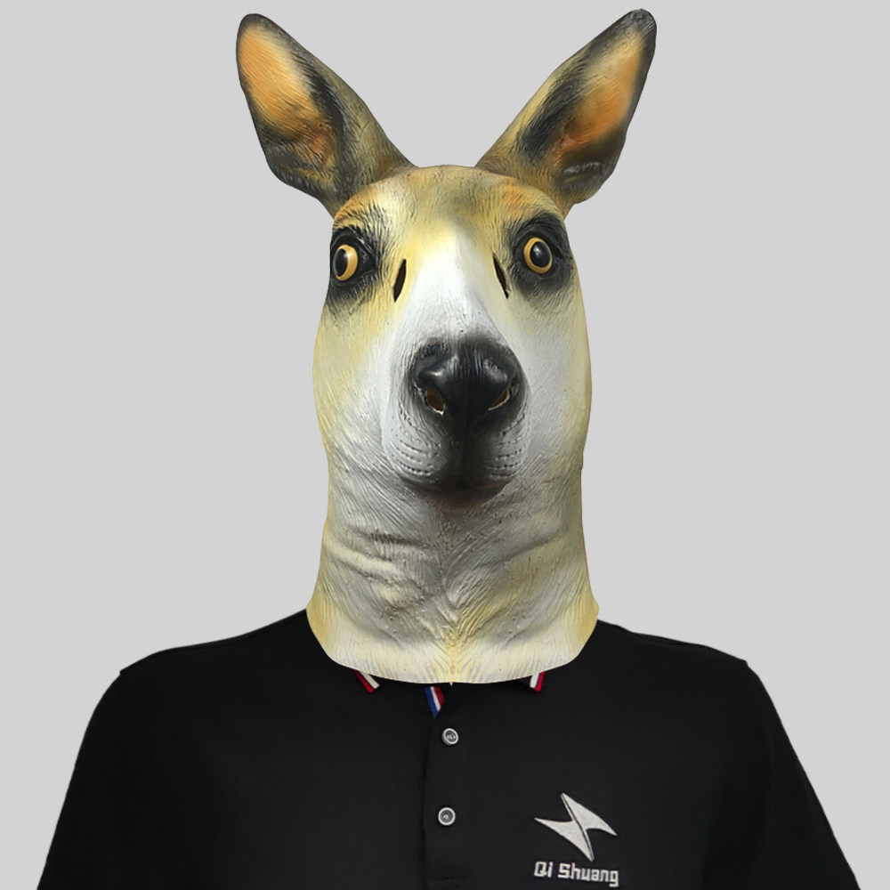 搞笑袋鼠动物头套面具化妆舞会可爱乳胶头饰万圣节日派对恶搞道具