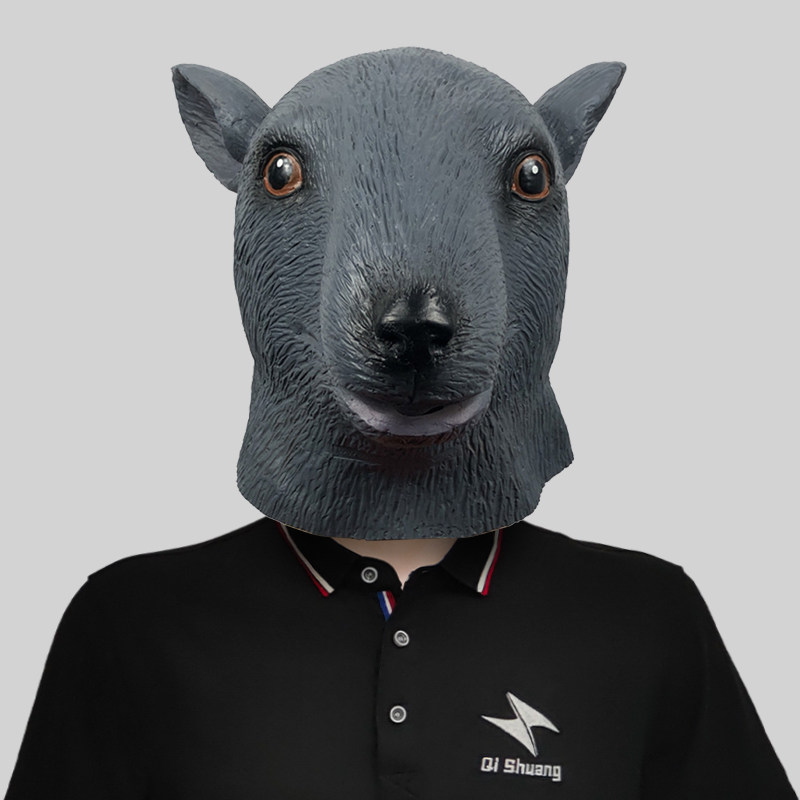 搞笑老鼠动物头套面具化妆舞会可爱乳胶头饰万圣节日派对表演道具