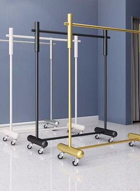 服装店展示架落地式加厚水管龙门架男女装店货架带轮可移动挂衣架