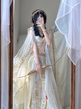 汉服女【异域公主】西域敦煌飞天异域风情女神写真舞蹈服白色套装