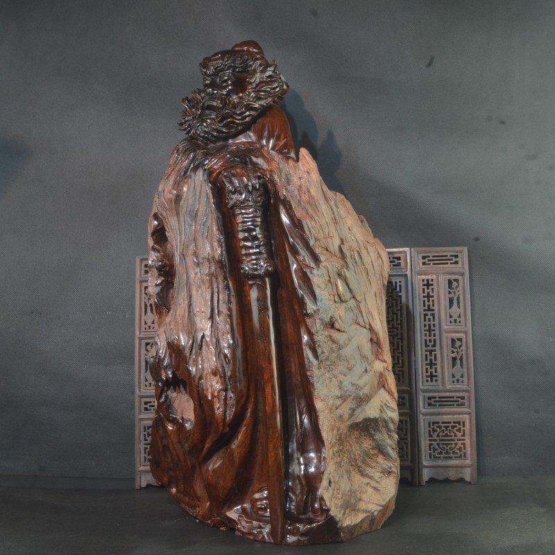 寮国大红酸枝锺j馗木雕风化枯木老料客厅摆件留疤红木纯手工雕刻