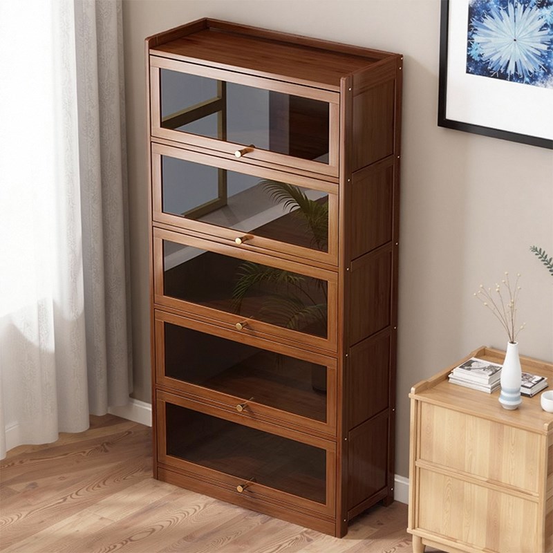 书架落地置物架j家用简易书柜带柜门防尘客厅儿童一体靠墙储物柜