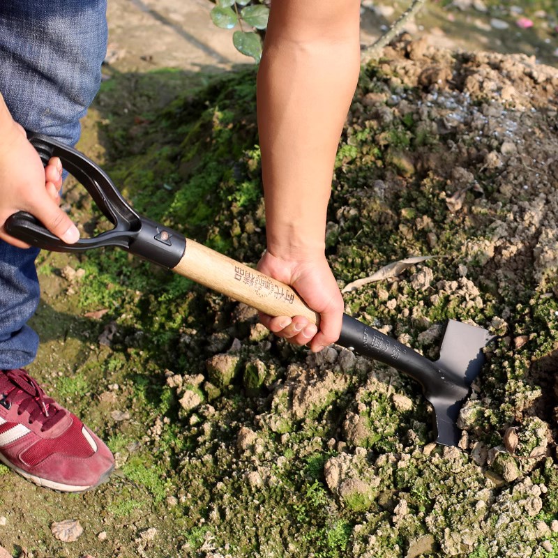 木柄加厚大铁铲h尖铲小铲子种花种树工具花园工具农用铁平铲子铁