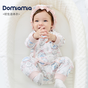 Domiamia婴儿连体衣婴幼儿纯棉睡衣衣服新生 儿满月宝宝哈衣爬服
