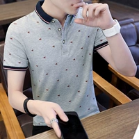 Áo sơ mi nam mùa hè áo thun tay ngắn tay áo thun trẻ trung nam mùa hè cổ áo cotton in xu hướng tay ngắn - Áo polo thể thao áo khoác polo