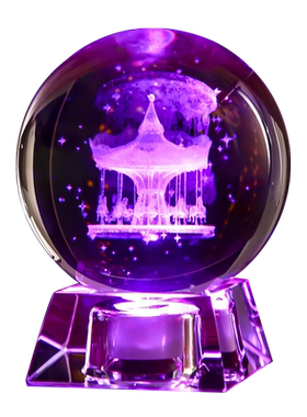 旋转木马水晶球发光diy女生送