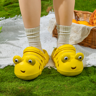 毛毛虫儿童沙滩涉水鞋户外穿黄色搞笑虫子亲子轻便eva宝宝凉拖鞋
