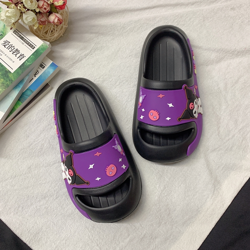三丽鸥时尚紫黑库洛米母女凉拖鞋