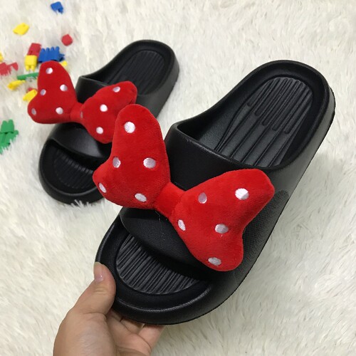 巧贝淘可爱蝴蝶姐妹黑色儿童拖鞋