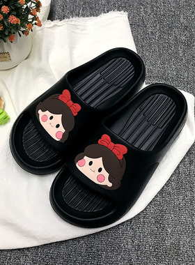 巧贝淘红色蝴蝶结女孩头像学生宿舍轻便网红暗黑系儿童凉拖鞋