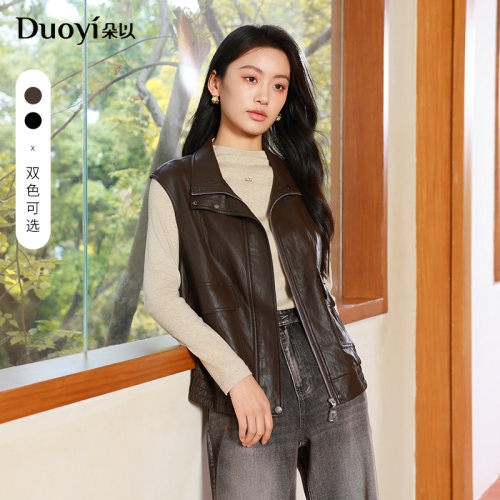 朵以秋季新款机车风PU皮马甲女