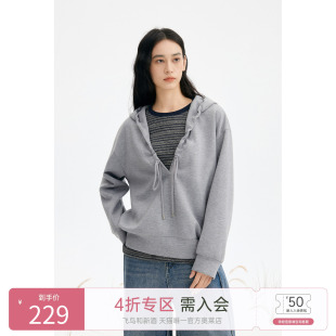 飞鸟和新酒休闲带帽外套女2025秋季新款宽松休闲上衣