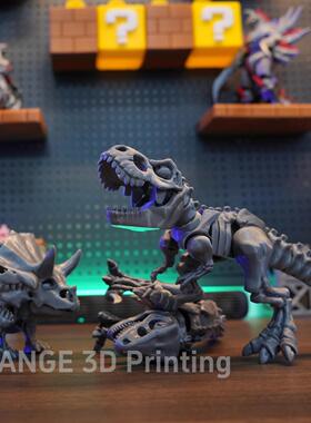 高级霸王龙模型骸骨多关节可活动儿童侏罗纪3D打印恐龙玩具偶礼物