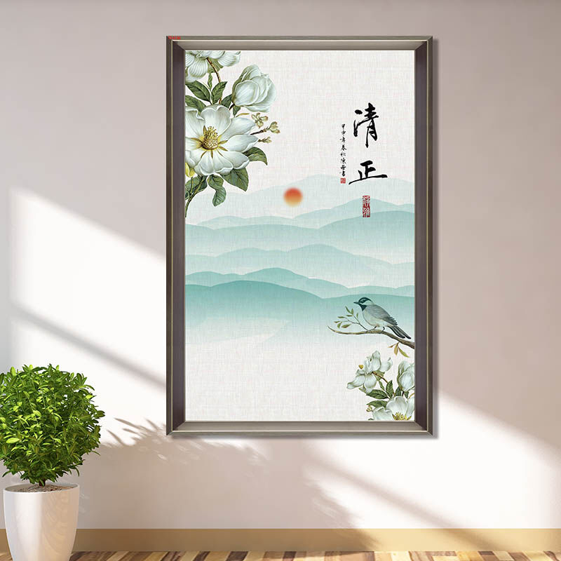 居夢塢新中式客廳裝飾畫三聯(lián)畫掛畫餐廳沙發(fā)臥室背景墻畫壁畫現(xiàn)代
