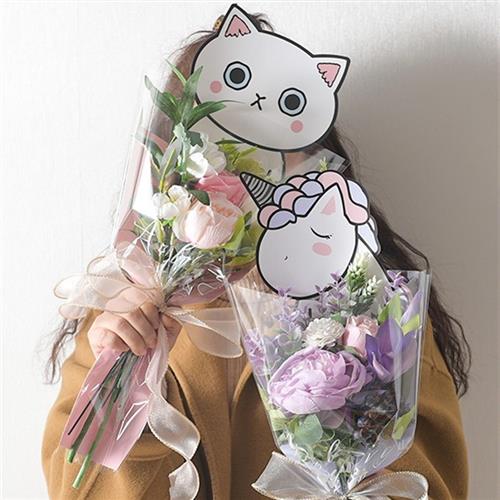 七夕情人节卡通单支多支袋玫瑰花束包装袋花束包装纸防水单只花袋