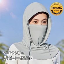 夏季冰丝防晒面罩全脸防紫外线户外骑行头套罩冰丝围脖采茶帽女款