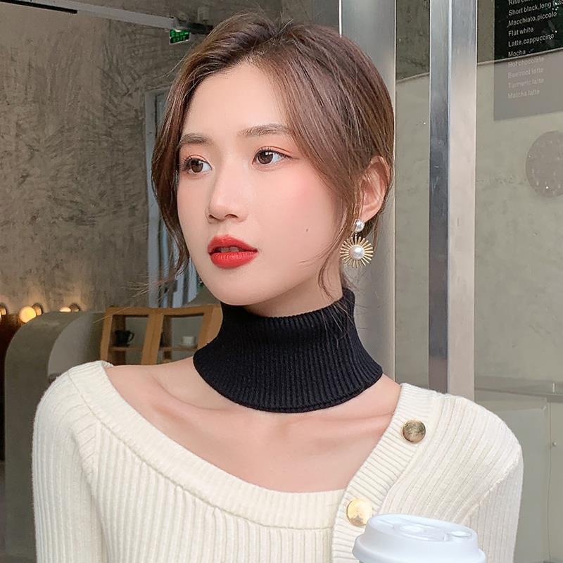 半高领脖套女秋冬保暖套头小围脖加厚防寒高领毛线针织假领子护颈