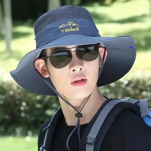 遮陽帽子男士 大沿出游登山帽戶外釣魚帽休閑漁夫帽防曬涼帽 潮夏季