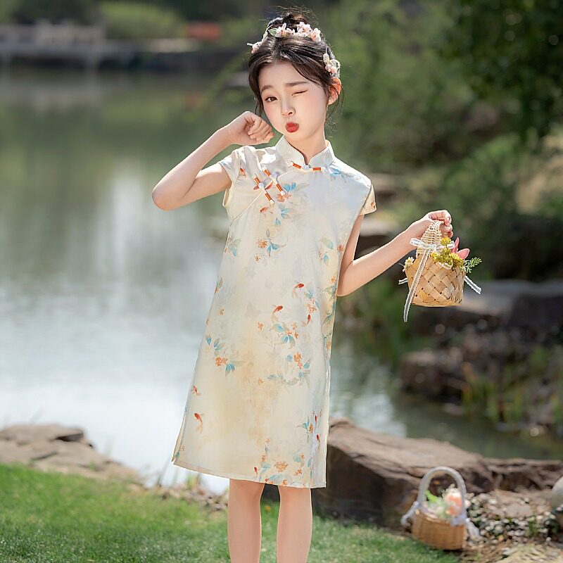 女童新中式旗袍连衣裙夏季2026新款小女孩儿童中国风改良送考裙子