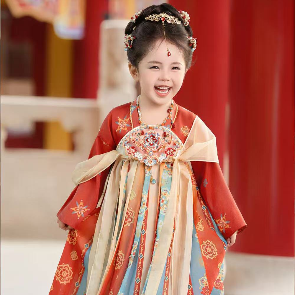2026新款红色女童汉服襦裙春秋