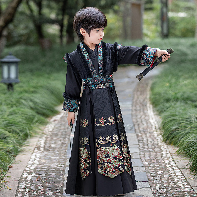 汉服男童冬款高端男生国学2024