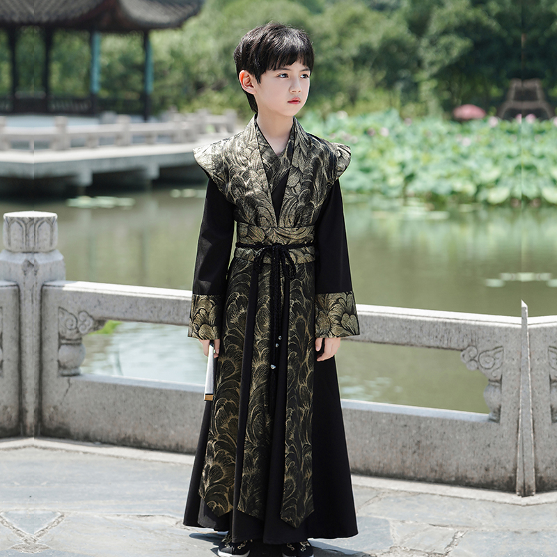 汉服男童长袖薄夏季长款男孩古装