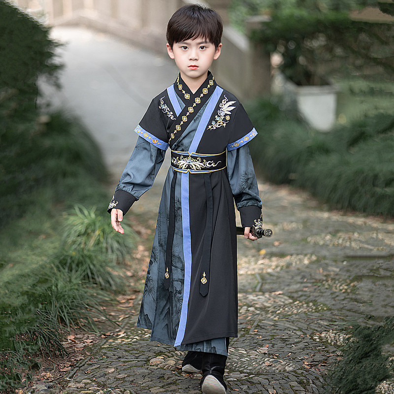 花语录男童秋季汉服古装武侠风