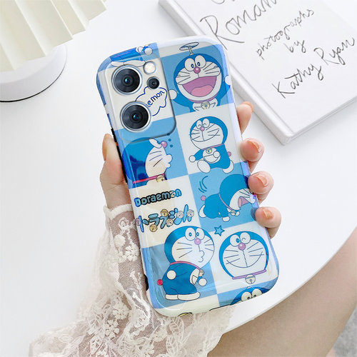 卡通哆啦适用OPPO Reno7手机壳7pro蓝光小蛮腰rone7 se潮牌保护套女生0pp0新款硅胶镜头全包防摔个性情侣外壳