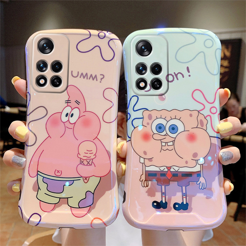 卡通海绵宝宝适用红米note11 5g手机壳个性小蛮腰11pro潮牌保护套nota11pro+女生新款硅胶5G镜头全包防摔外壳