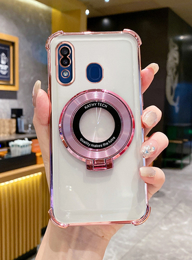 适用三星A20手机壳气囊四角防摔电镀软壳时尚GalaxyA30高端创意磁吸支架SamsungA20S新款超薄简约全包保护套