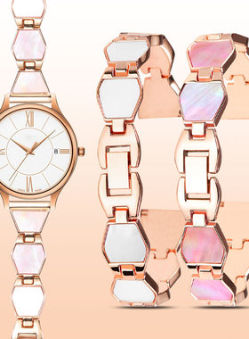 适配天梭1853心媛系列手表带T050钢带表带T103110臻时女表链16mm