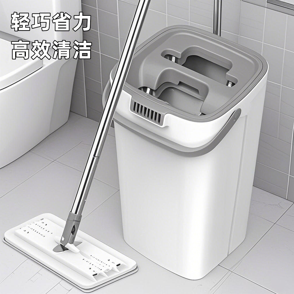 免手洗干湿两用带桶加厚平板拖把