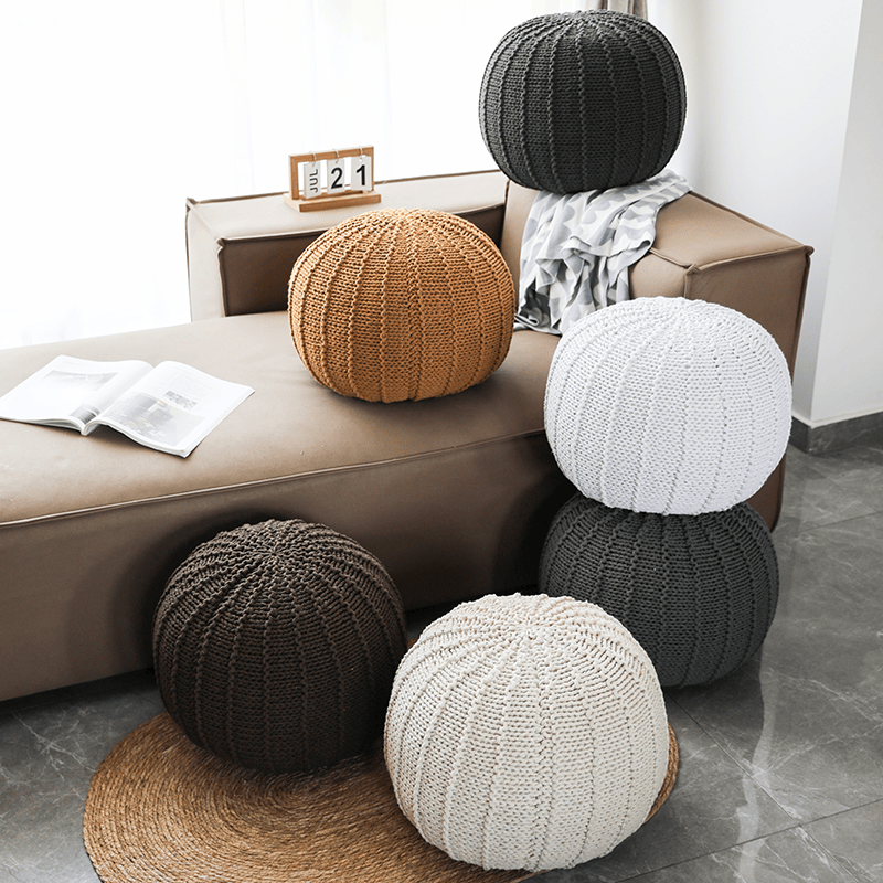 北欧复古纯手工编织纯色圆墩客厅坐墩沙发蒲团可拆洗榻榻米搁脚凳,居家布艺,蒲团,淘宝优惠券,粉丝福利购,淘宝优惠卷