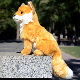 狐狸火狐毛绒玩具仿真赤狐玩偶公仔动物模型家具摆件儿童生日礼物
