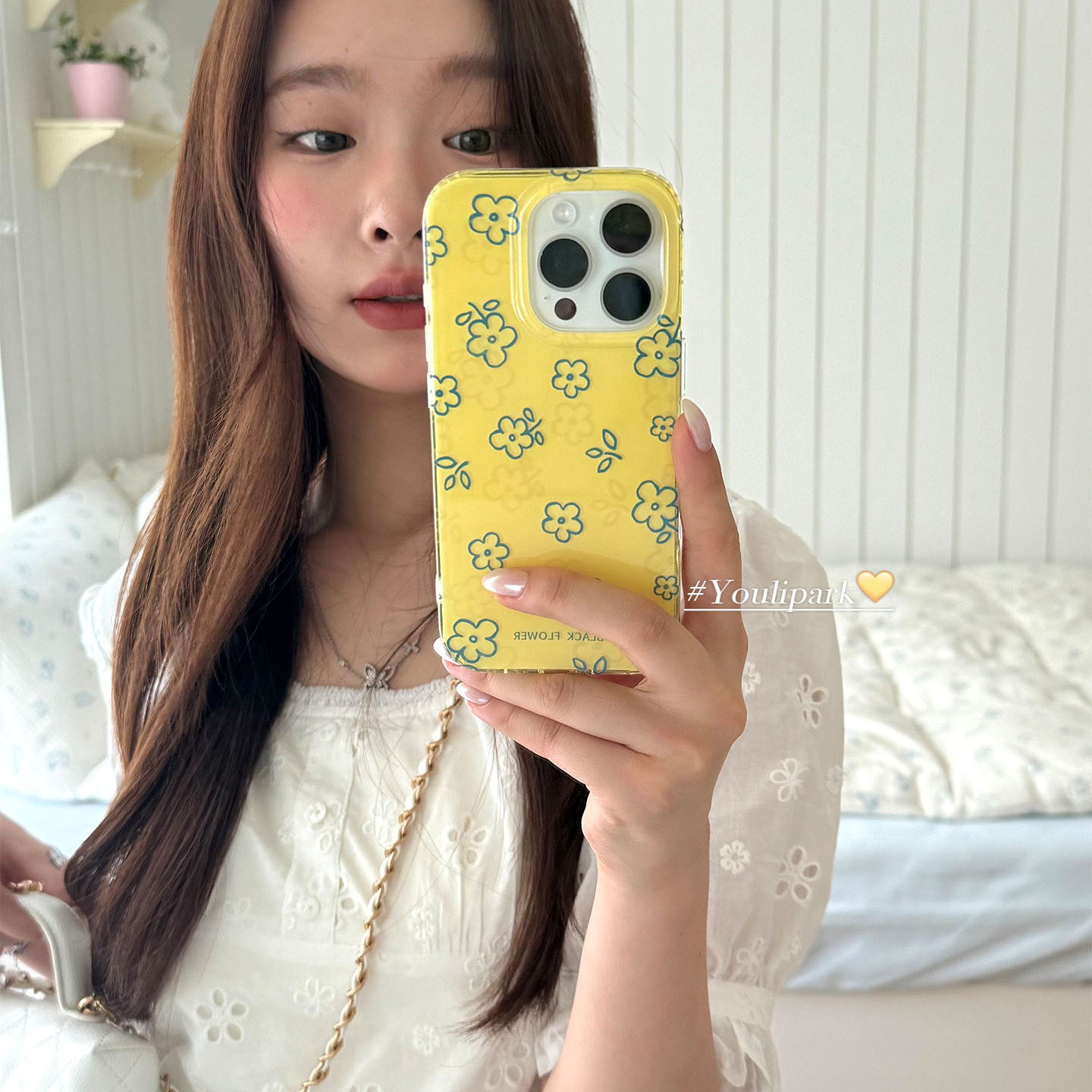 清新金盏黄线条花朵苹果手机壳女