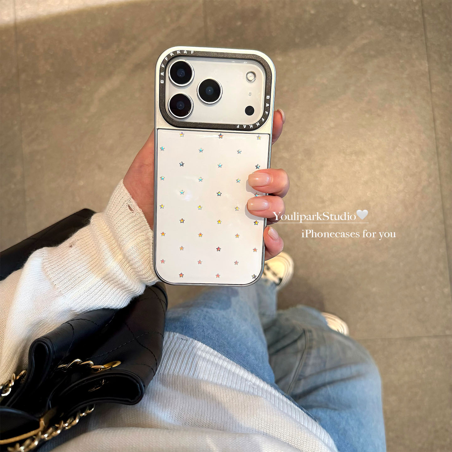 时髦高级感满屏星星苹果手机壳女