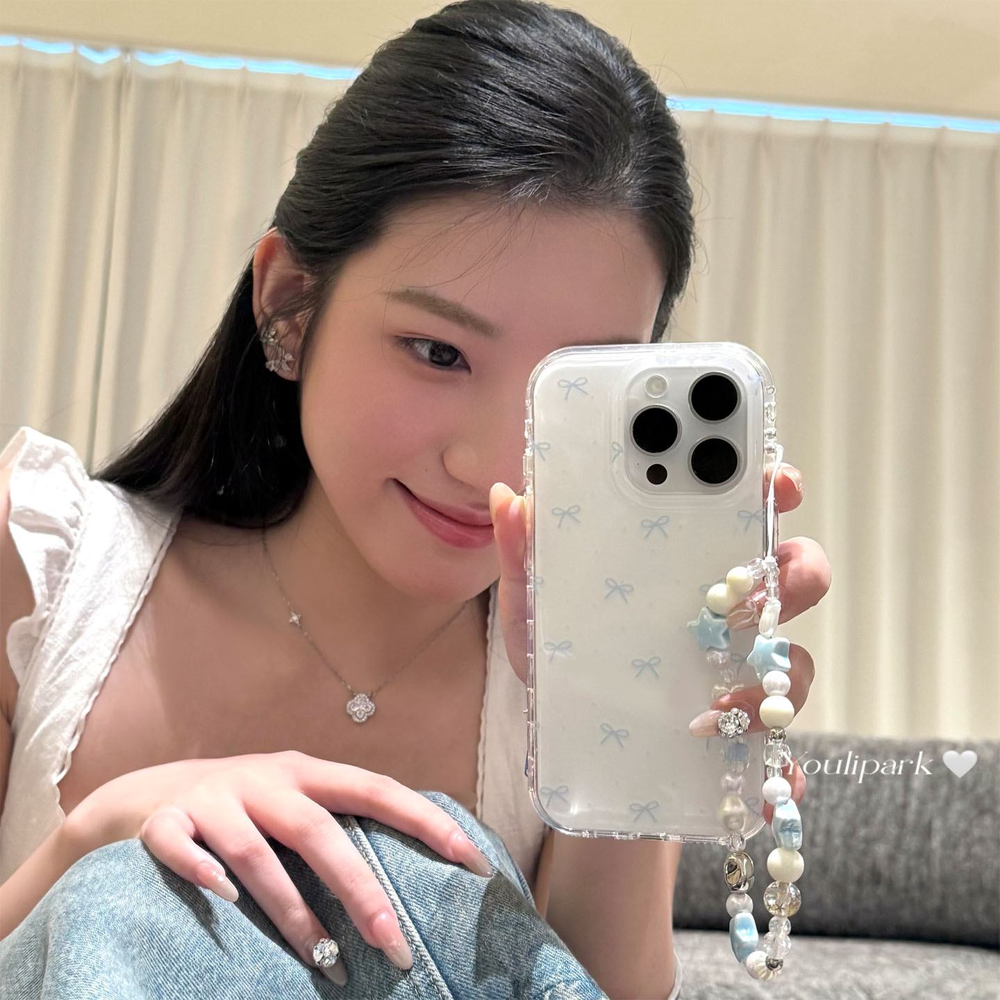 温柔满屏蝴蝶结挂链苹果手机壳女