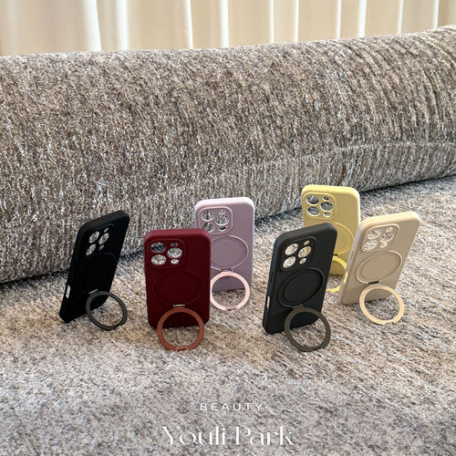 纯色液态硅胶折叠支架苹果手机壳