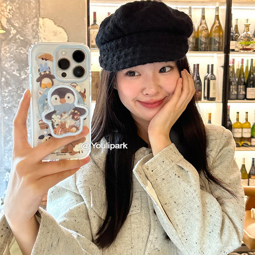 苹果手机壳企鹅摇摇乐磁吸支架女