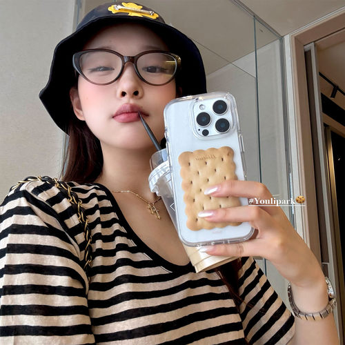 简约时髦博主同款饼干苹果手机壳