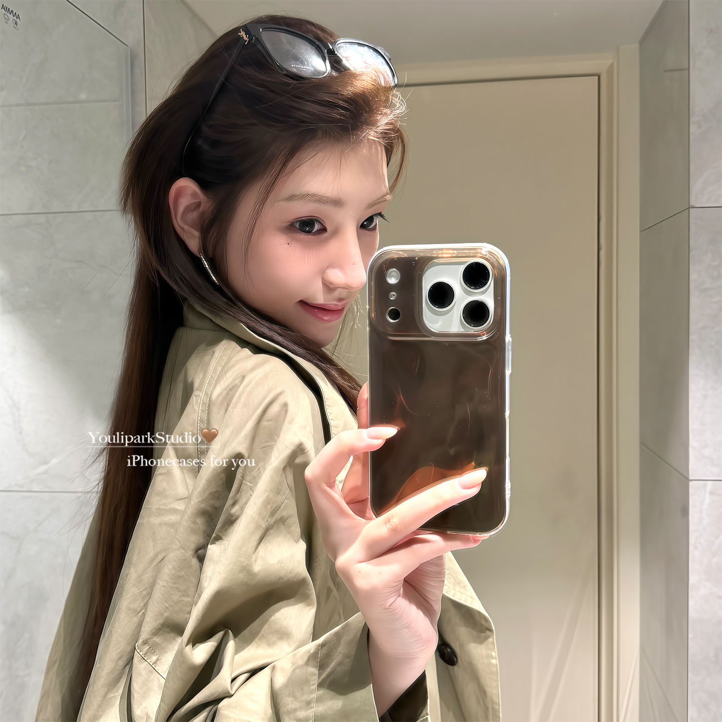 由里公园ins韩系秋冬高级感复古琥珀棕晕染17适用17pro苹果