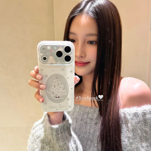 由里公园ins韩系冬日氛围感雪花白色圣诞树17适用17pro苹果17ProMax手机壳iPhone16全包14新款 16Promax保护套