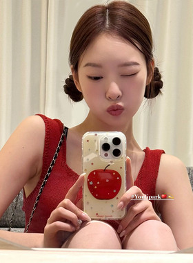 由里公园ins韩系少女满屏彩色闪闪星红苹果15适用17pro苹果17ProMax手机壳iPhone16全包17新款14Promax保护套