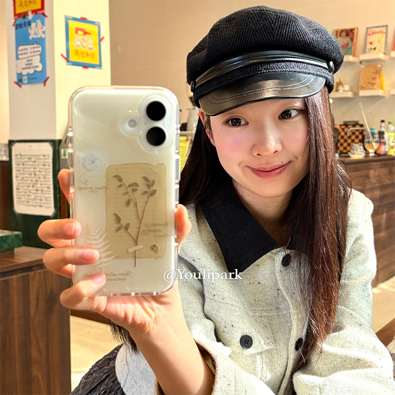 由里公园ins秋冬温柔艺术信纸树叶书签15适用17pro苹果17ProMax手机壳iPhone16全包17新款14Promax保护套13女