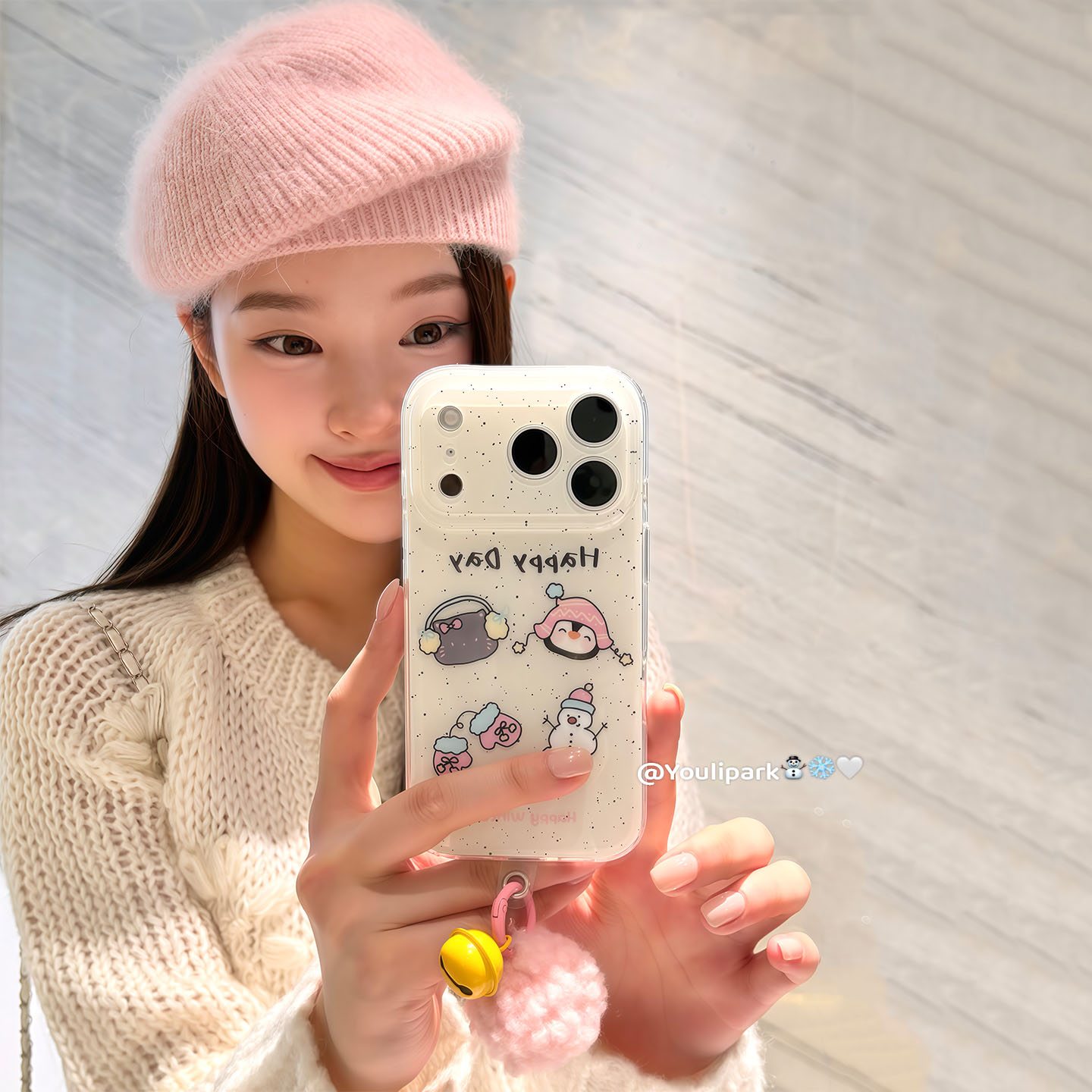 可爱泼墨插画小雪人苹果手机壳女