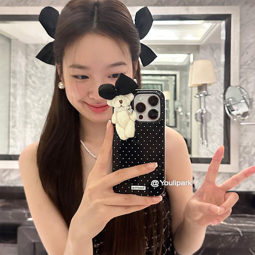 少女甜妹波点公仔兔兔苹果手机壳