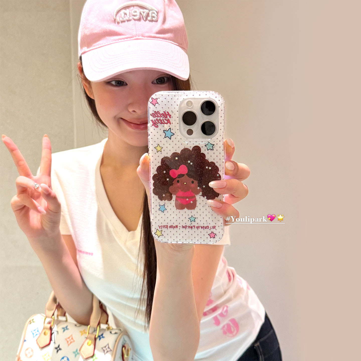 波点爆炸头黑皮猫咪苹果手机壳女