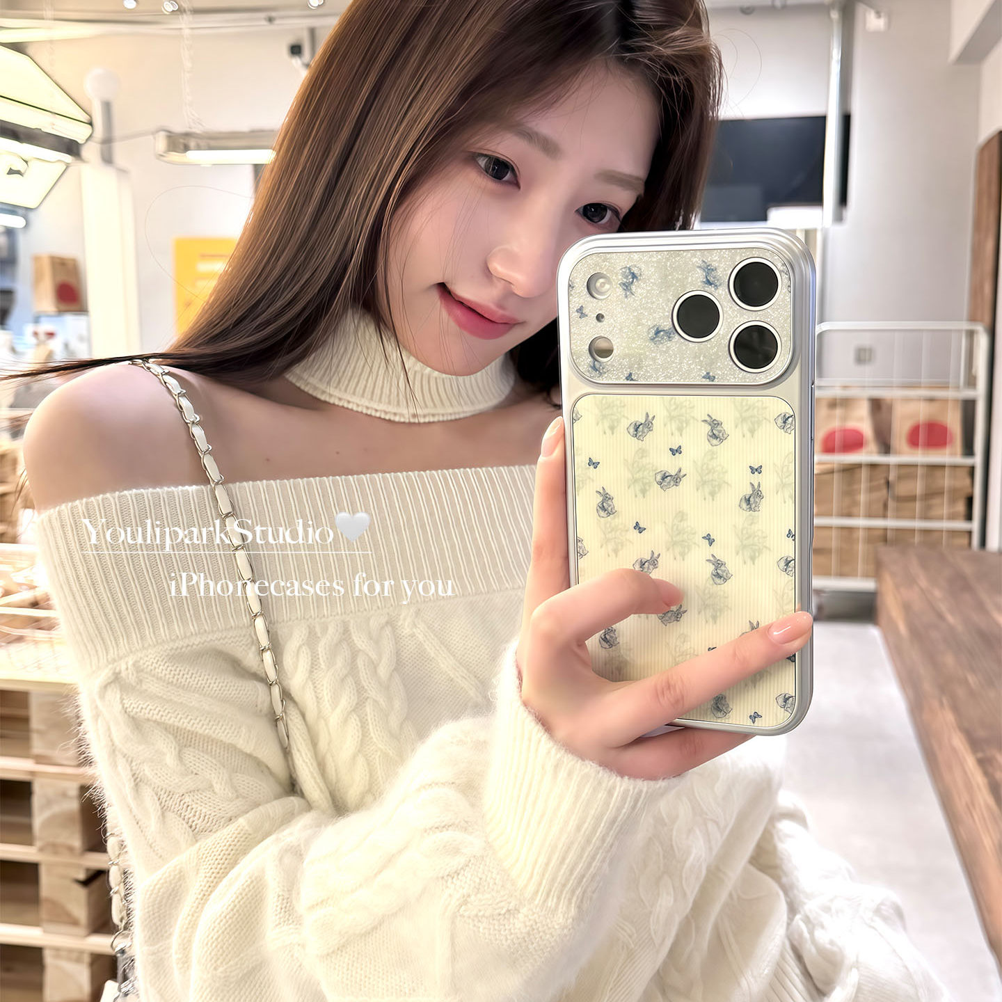 由里公园ins韩系少女温柔闪粉满屏蝴蝶兔子17适用17pro苹果17ProMax手机壳iPhone16全包14新款16Promax保护套,3C数码配件,手机保护套/壳,淘宝优惠券,粉丝福利购,淘宝优惠卷