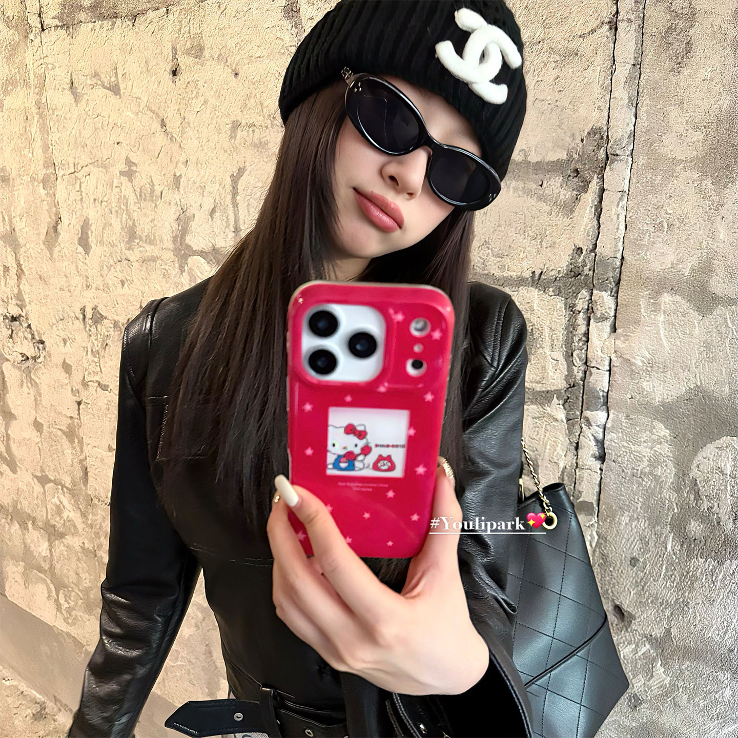 可爱覆盆子粉星星猫咪苹果手机壳